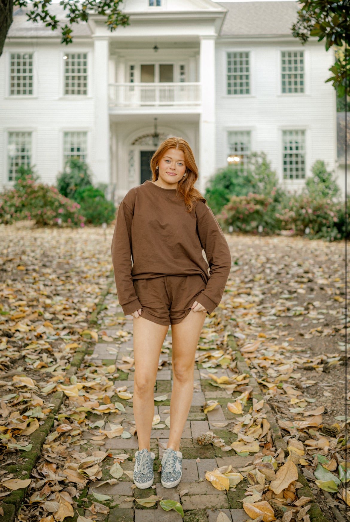 Mock neck terry sweatshirt