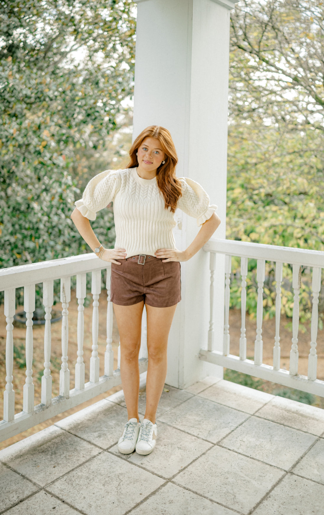 Puff sleeve knit sweater top